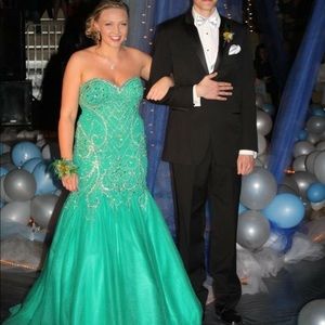 Tiffany Emerald Beaded Mermaid Prom Gown